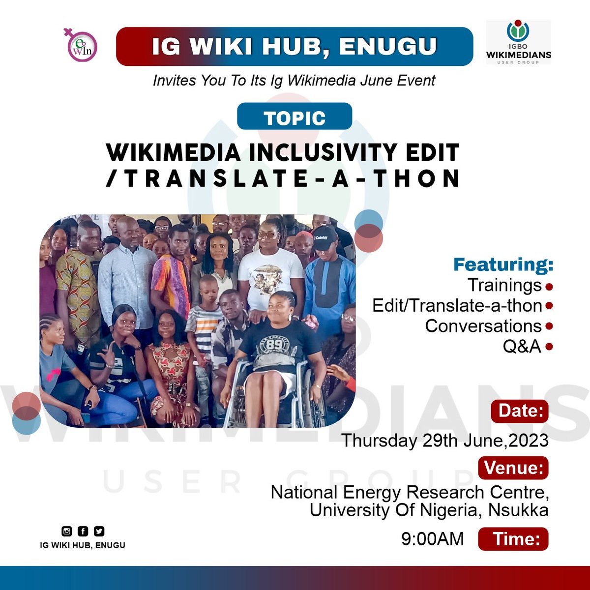 AtamaChiemezie's tweet image. Join our Wikimedia program today to if you are in Nsukka to learn about Wikimedia and how you can contribute.
#openknowledge
#Knowledgeaccess
#Wikimedia