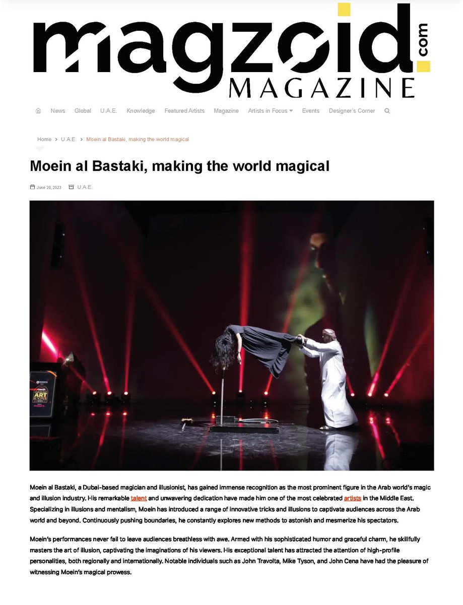 MoeinAlBastaki's tweet photo. When you feel passionate about what you do it becomes magic
#art #entertainment #uae #dubai #magic #stageillusions #magician #illusionist #happy #lovethemagic https://t.co/XN2inPPDcI