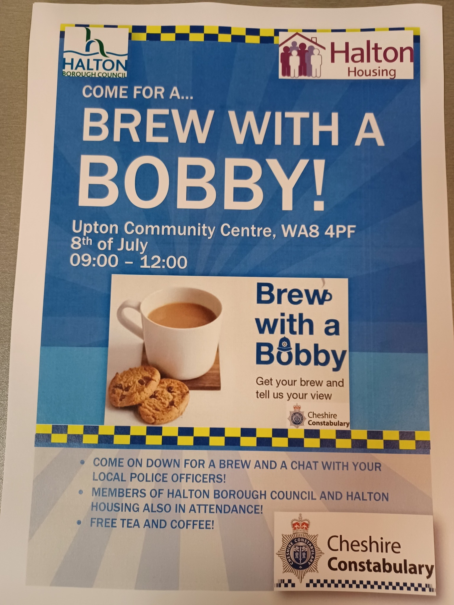 Widnes Police on Twitter "Brew with a Bobby event. Please pop along if
