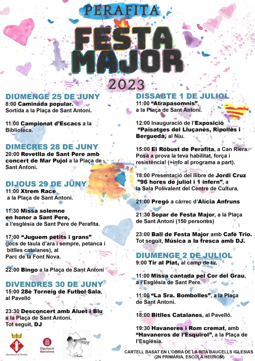 L’Ajuntament de Perafita us desitja una bona Festa Major 2023.