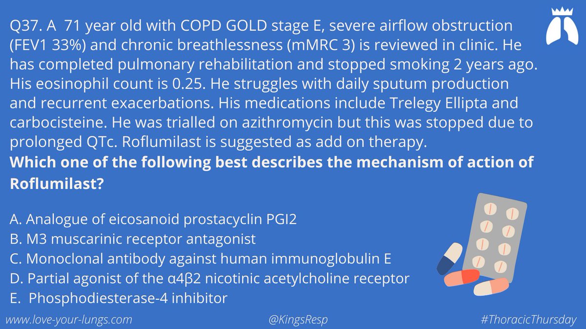 It's #ThoracicThursday! Today's #SCE style question in on pharmacology. Maybe some #respiratory pharmacists can help us out this week? Can you also identify the other drugs in the answers? As ever, answers & explanation at the weekend.  #RespIsBest #RespEd