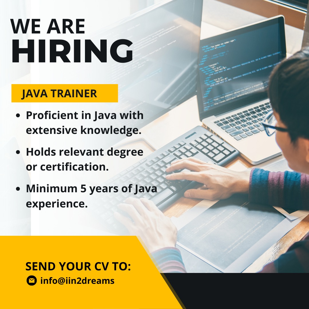 On a hunt for a Java genius! We're looking for a Java trainer who doesn't just know the language, but lives it - someone who is proficient, certified, and has more than 5 years of Java experience. Join our team and let's code wonders together! #JavaHiring #DreamJob #JoinOurTeam