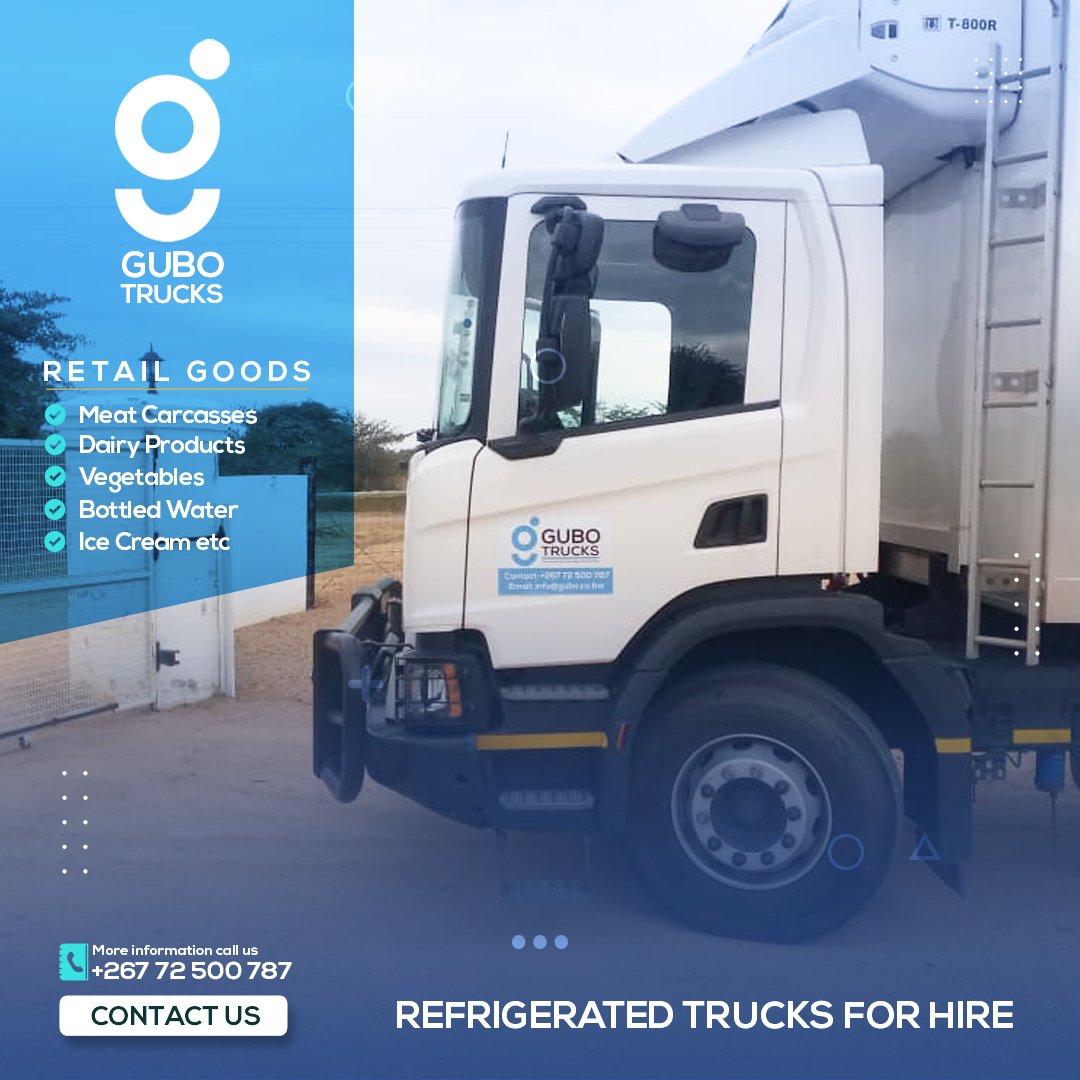 Gubo Trucks; Your Logistics & Distribution Partner! 

Call; +267 72 500 787
Email; info@gubo.co.bw

#GuboTrucks #Logistics #Distribution #BotswanaBrand #PushaBW #SupportLocal