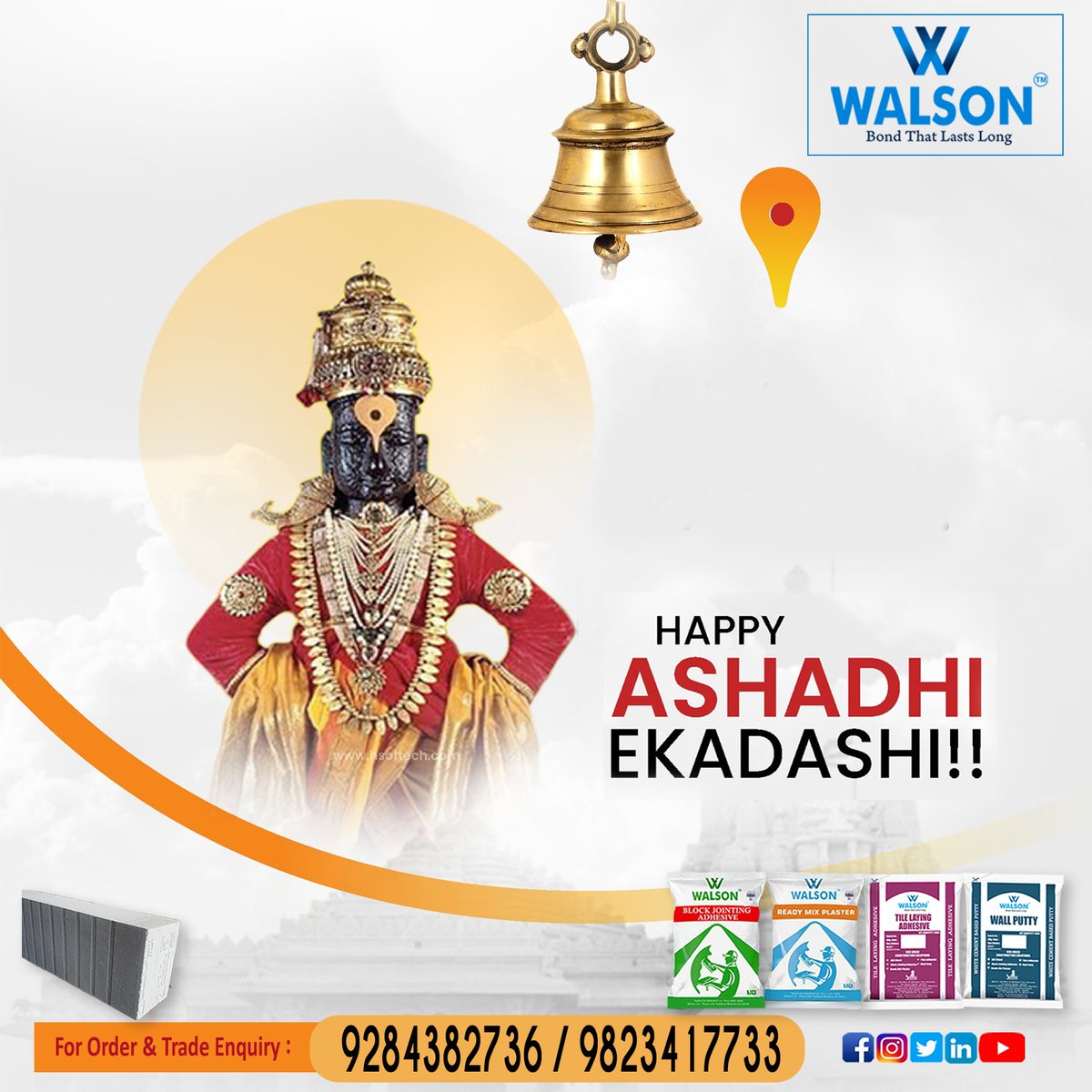 vitthal_walse's tweet photo. Warm Greetings on the Auspicious occasion of "Ashadhi Ekadashi" !! #Ashadhi #Ekadashi #Walson #Construction Chemicals #Mortar https://t.co/ll7UtmxFhf