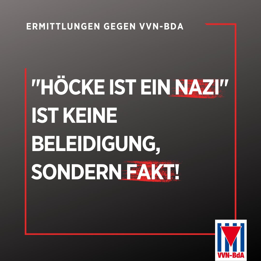 Jede:r weiß: #Höcke ist ein #Nazi! Die Polizei sieht das offenbar anders. Sie ermittelt gegen mehrere unserer Mitglieder, weil sie darin eine Beleidigung/üble Nachrede nach §188 StGB sieht. (1/3)

#Sonneberg #Antifa #Hamburg #AfD #noAfD #wirsindmehr #StimmunggegenAndersdenkende