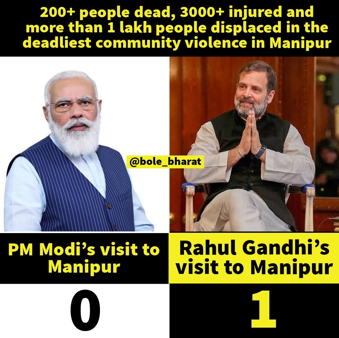 Who cares more for people of Manipur? Modi or Rahul Gandhi ?, image size:1080x1076