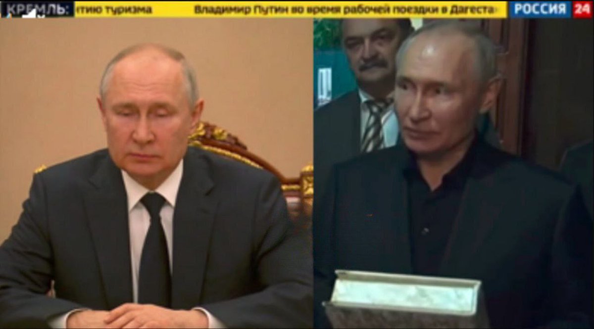 Two 'Putin', the difference is 10 hours, one in Moscow and the other in Dagestan