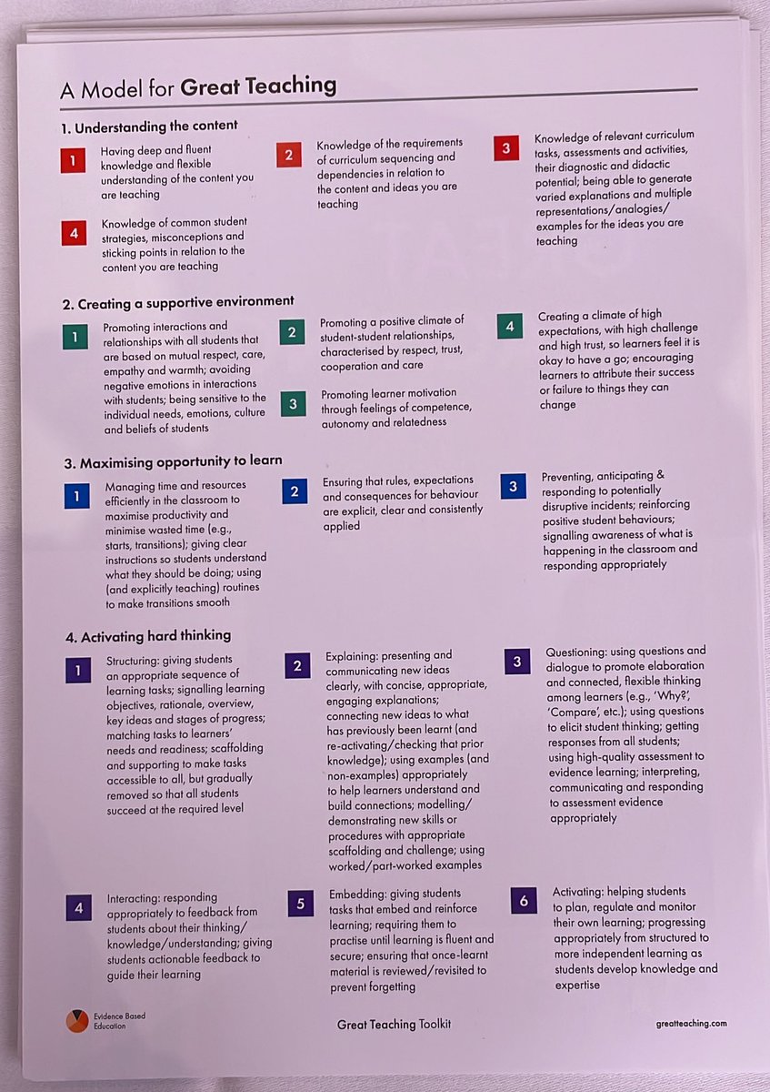 EvidenceInEdu's tweet image. Come and claim your free copy of the Model for Great Teaching and Great Teaching Toolkit: Evidence Review
@OptimusEd #oeMATs conference.
