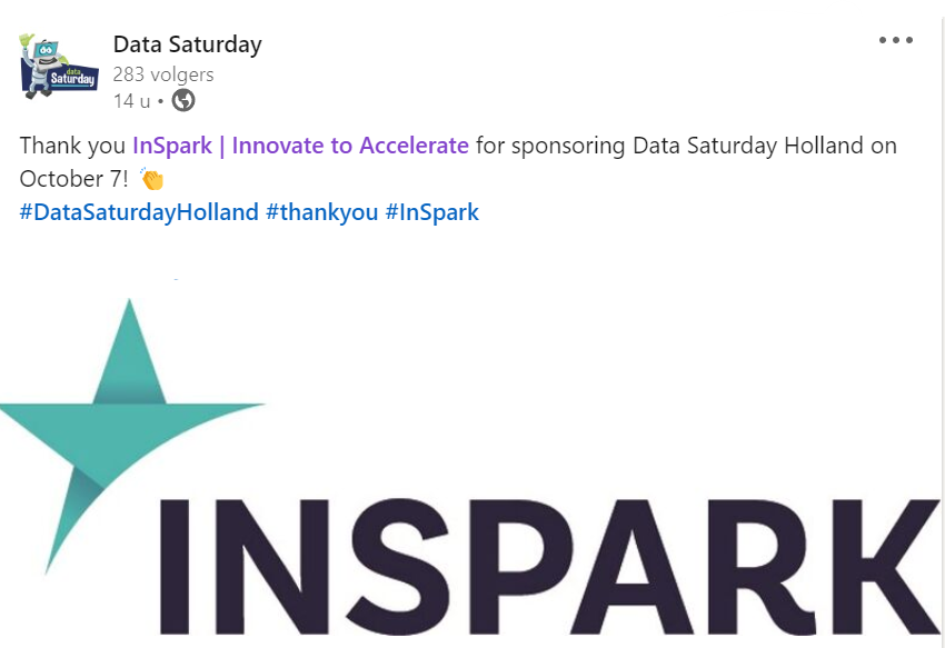 🎉🚀 𝗪𝗶𝗷 𝘇𝗶𝗷𝗻 𝘀𝗽𝗼𝗻𝘀𝗼𝗿 𝘃𝗮𝗻 𝗗𝗮𝘁𝗮 𝗦𝗮𝘁𝘂𝗿𝗱𝗮𝘆 𝗛𝗼𝗹𝗹𝗮𝗻𝗱 𝗼𝗽 𝟳 𝗼𝗸𝘁𝗼𝗯𝗲𝗿 𝟮𝟬𝟮𝟯! Data Saturday is een wereldwijd community-gedreven evenement gericht op het Microsoft Data Platform. Zien we je daar? 👋
#WeareInSpark #DataSaturday #Microsoft