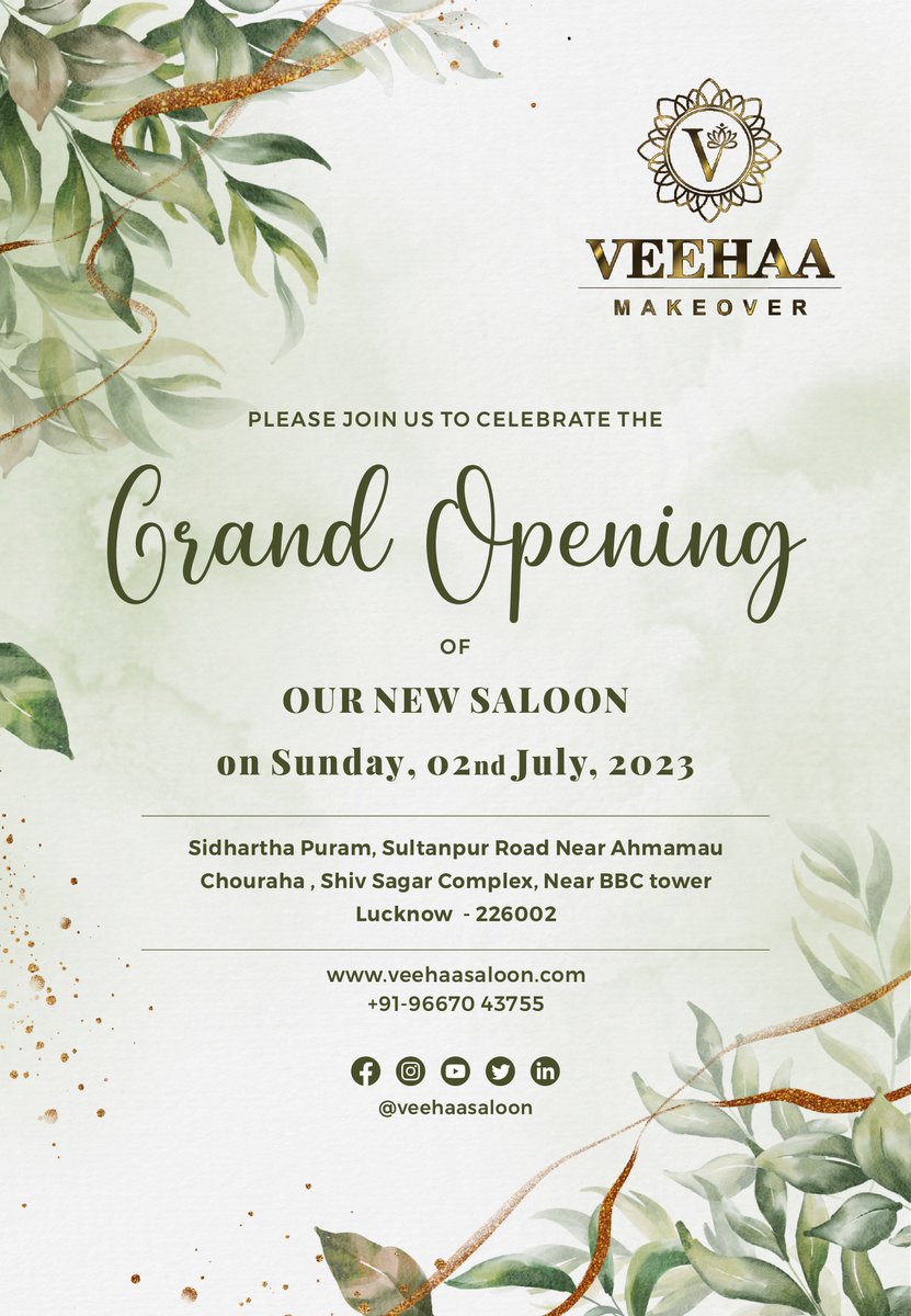 GRAND OPENING 💯
.
.
.
.
.
#grandopening #pleasejoin #celebrate #oursaloon #ournewsaloon #veehaamakeover #lucknowfacetreatment #visitus #contactus #followforfollowback #likesforlike #comment #share