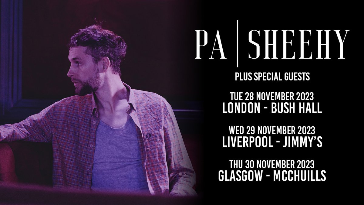 #LNpresale: Irish singer-songwriter and producer @pasheehy is heading to London's @bushhallmusic and @JimmysLiverpool in November 🤩
 
Secure tickets 👉 livenation.uk/Bq0t50OWZwg
