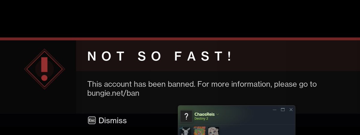 ChaosReis_'s tweet image. I know I'm late but I had to actually fold first and accept that twitter is the official appeal form to make an account =) 
@Destiny2Team @BungieHelp I haven't done anything except too much Arms Dealer and DSC