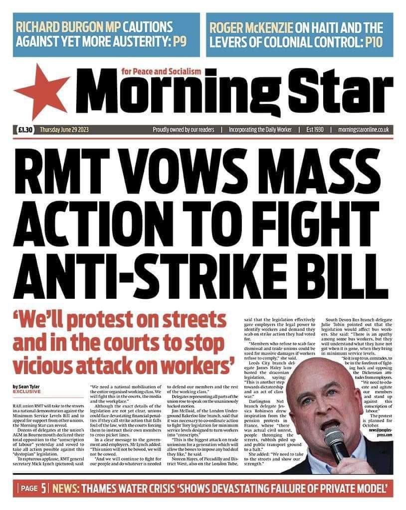 🚨 RMT general secretary Mick Lynch pledges mass action against minimum services legislation: “We need a national mobilisation of the entire organised working class. We will not be bowed and we will not be cowed.” ✊

✍️ bit.ly/3puJ9eE 
🗞️@M_Star_Online