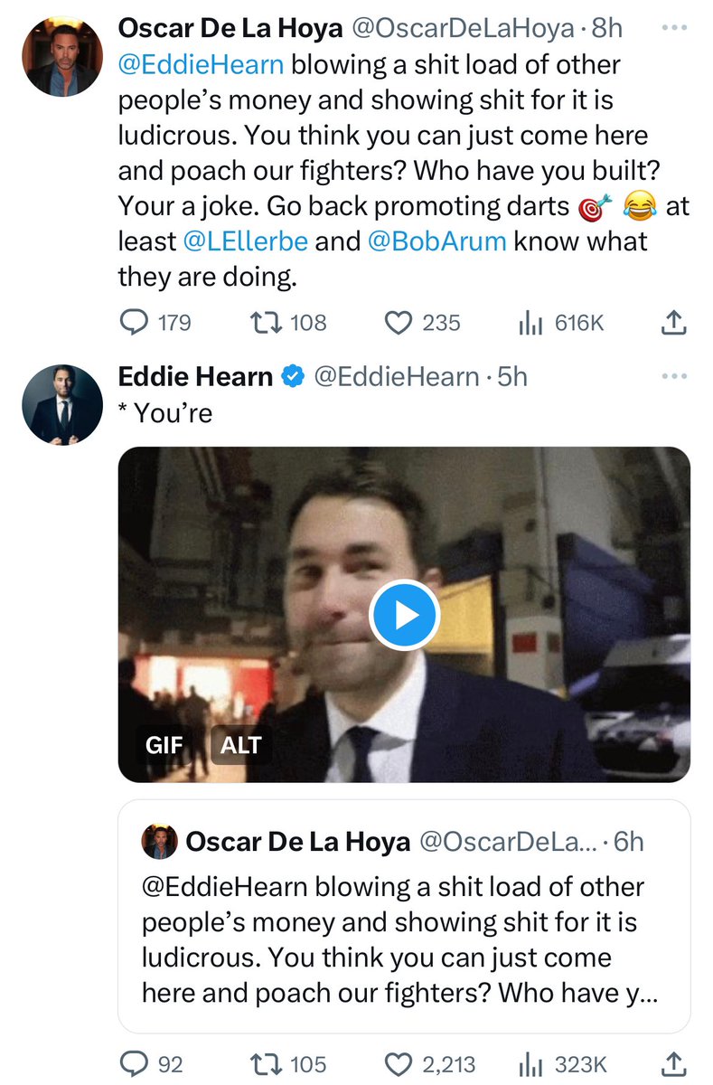 Eddie Hearn and Oscar De La Hoya continuing their feud…