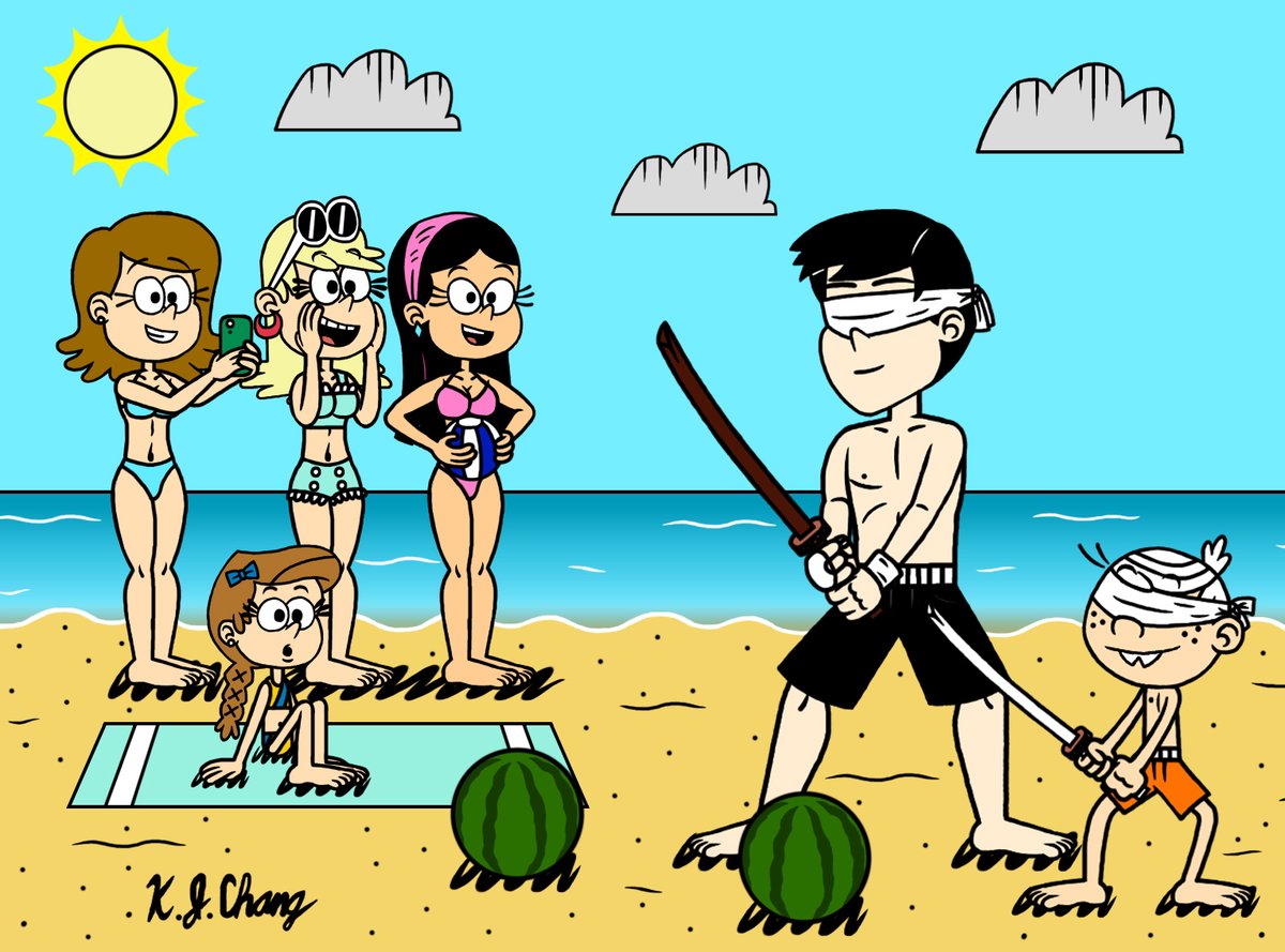 A game of slicing watermelon(s) as one way of fun at the beach anyone? 🌞🍈🥷
#Nickelodeon #TheLoudHouse #LoudHouse #chang #oc #originalcharacter #LincolnLoud #leniloud #jackieloudhouse #mandeeloudhouse #girljordan #jordancoln #fanart #digitalart #ArtistOnTwitter