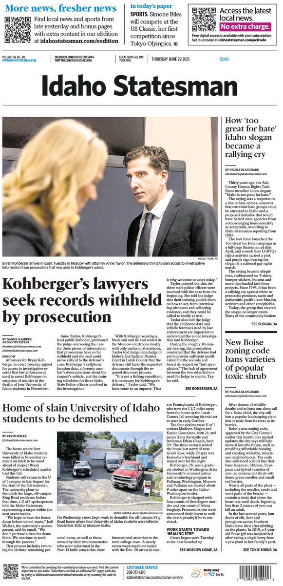 🇺🇸 Kohberger's Lawyers Seek Records Withheld By prosecution

▫@DVR_Tweets @kfixler
▫is.gd/ZtxPIM 🇺🇸

#frontpagestoday #USA @IdahoStatesman