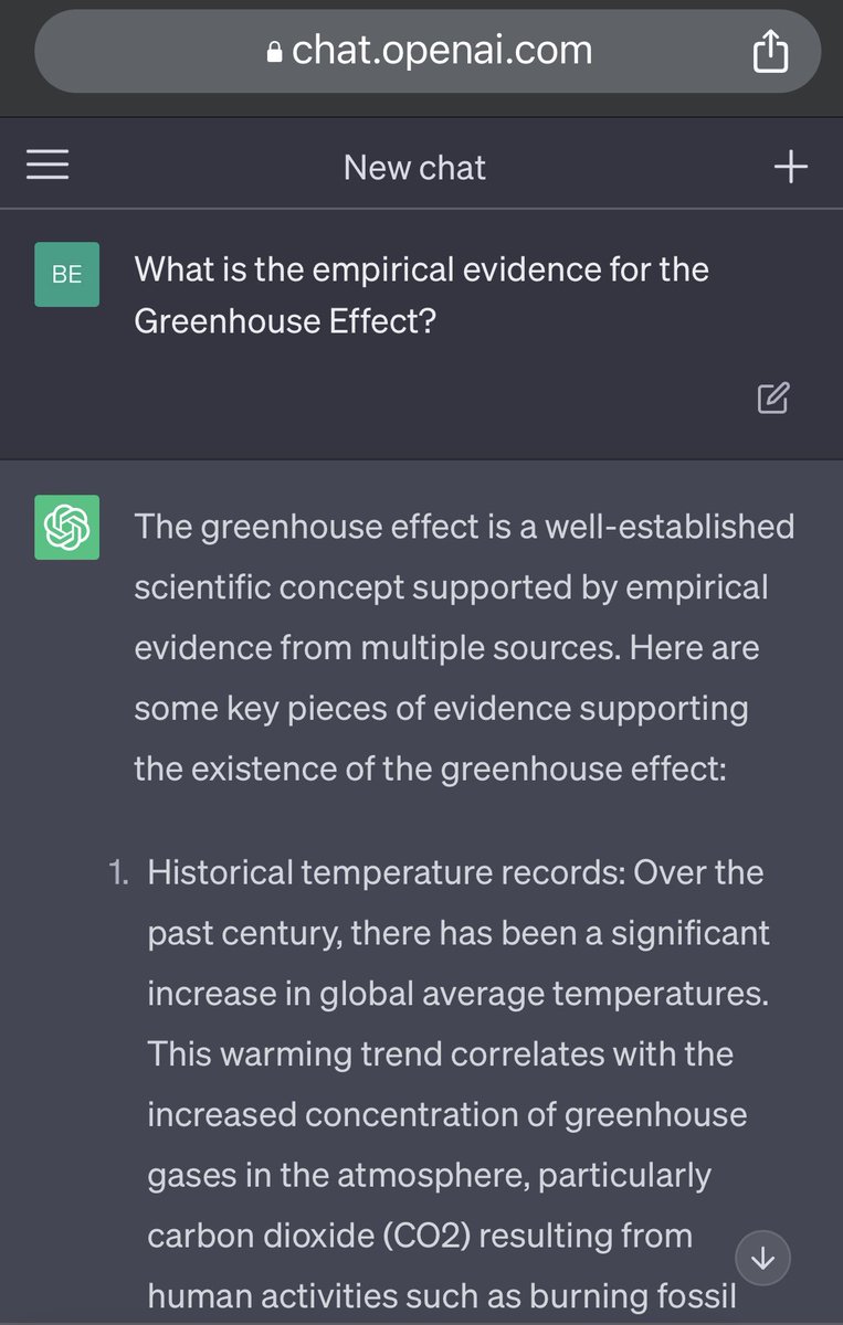 @ClimatePoet Poet, try using the ‘Greenhouse Effect’ (or its more scientific term ‘radiative forcing’) in your prompts if you’re looking for empirical evidence of CO2’s role in climate change.

Always go to direct assessments of the science itself for confirmation though (Eg IPCC Reports).