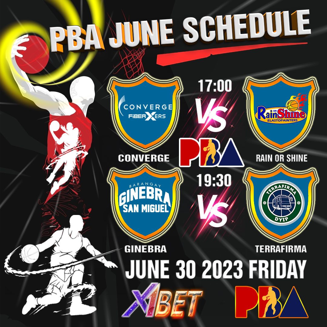 【PBA ✖️ X1BET】
2023 #PBAOnTour-Arena Plus games FRIDAY - June 30 at the Ynares Sports Arena-Pasig! 

5:00 PM
Converge FiberXers vs. Rain or Shine Elastopainters

7:30 PM
Barangay Ginebra San Miguel vs. Terrafirma Dyip

Support your teams now: (x1bet15.cc)