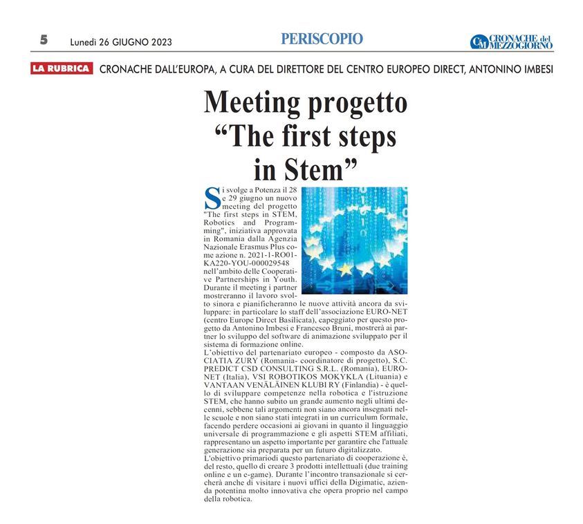 vvklubi's tweet photo. A meeting of the partners of the Erasmus+ The first steps in STEM, Robotics and Programming project in Potenza, Italy. Developing online courses for young people and adults until 30 years.
#TheFirstStepsInSTEM #ErasmusPlus #KA220YOU #Scratch #robotics #circuitry https://t.co/RidCUKk68m
