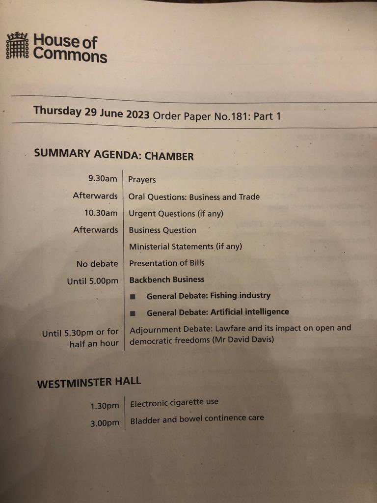 ABridgen's tweet photo. Today’s Order Paper with time for two Backbench business debates , on worthy topics , BUT no debates allowed on the @WHO Treaty or the excess deaths, despite my requests for the last six months.

This is democracy 2023 😞 https://t.co/jAUkiCt8Ei