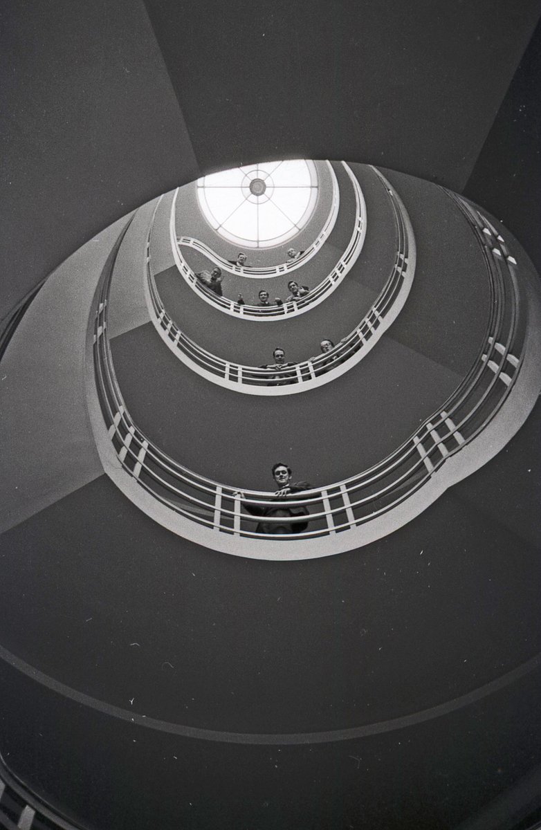 The iconic circular staircase at the Simpson Memorial Maternity Pavilion which closed in 2002 and was eventually demolished in 2006.

Photographs by Dr John Guy, c. 1965. 

#NHS75
