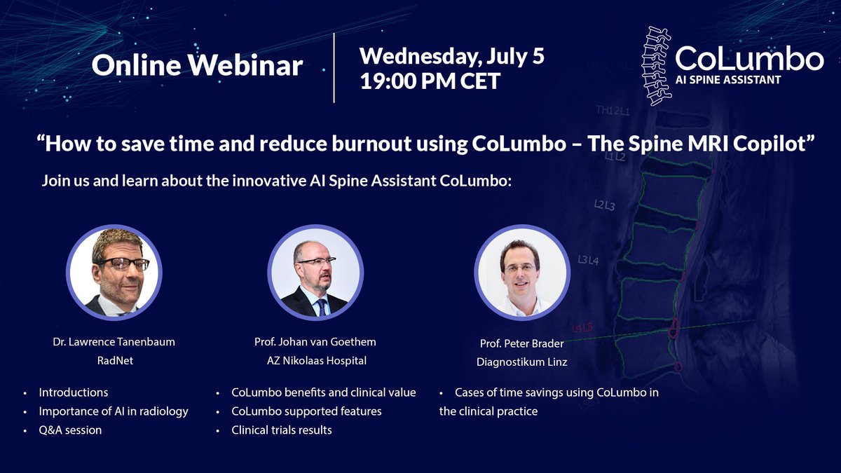 We are happy to invite you to our fist CoLumbo webinar,  created in partnership with the leading radiology platform – CMRad. You  are welcome to join the CoLumbo team on the 5th of July (Wednesday) at  19:00 CET for a live webinar session.

Register here;
bit.ly/3JDLsTg