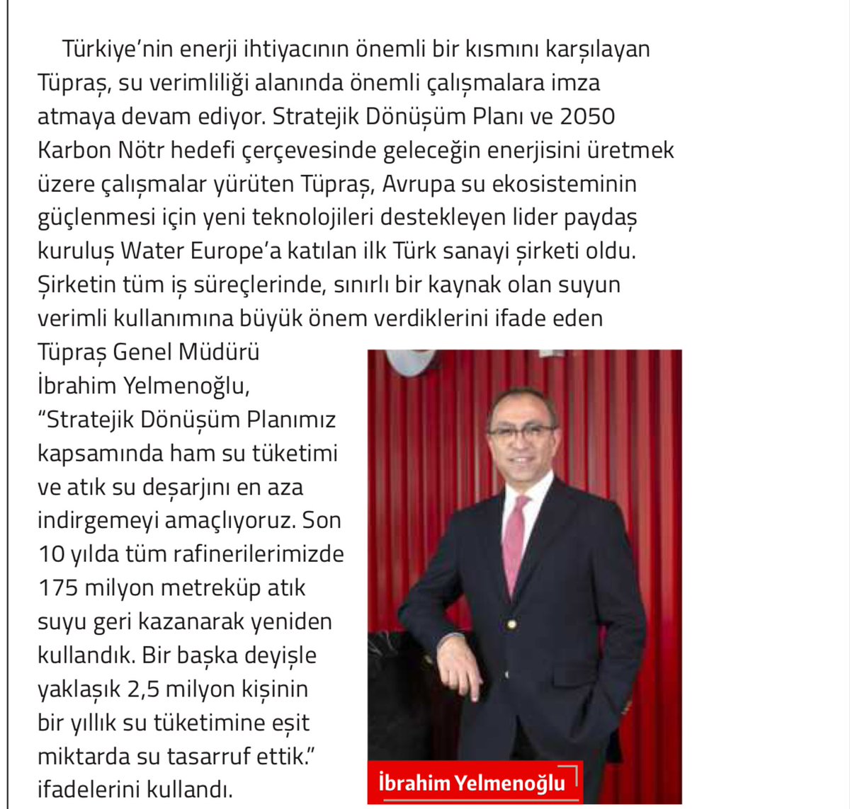 🗣 Arçelik sürdürülebilirliğe ilham veriyor: #ARCLK

🗣 Tüpraş, Water Europe’a üye olan ilk Türk sanayi şirketi oldu: #TUPRS