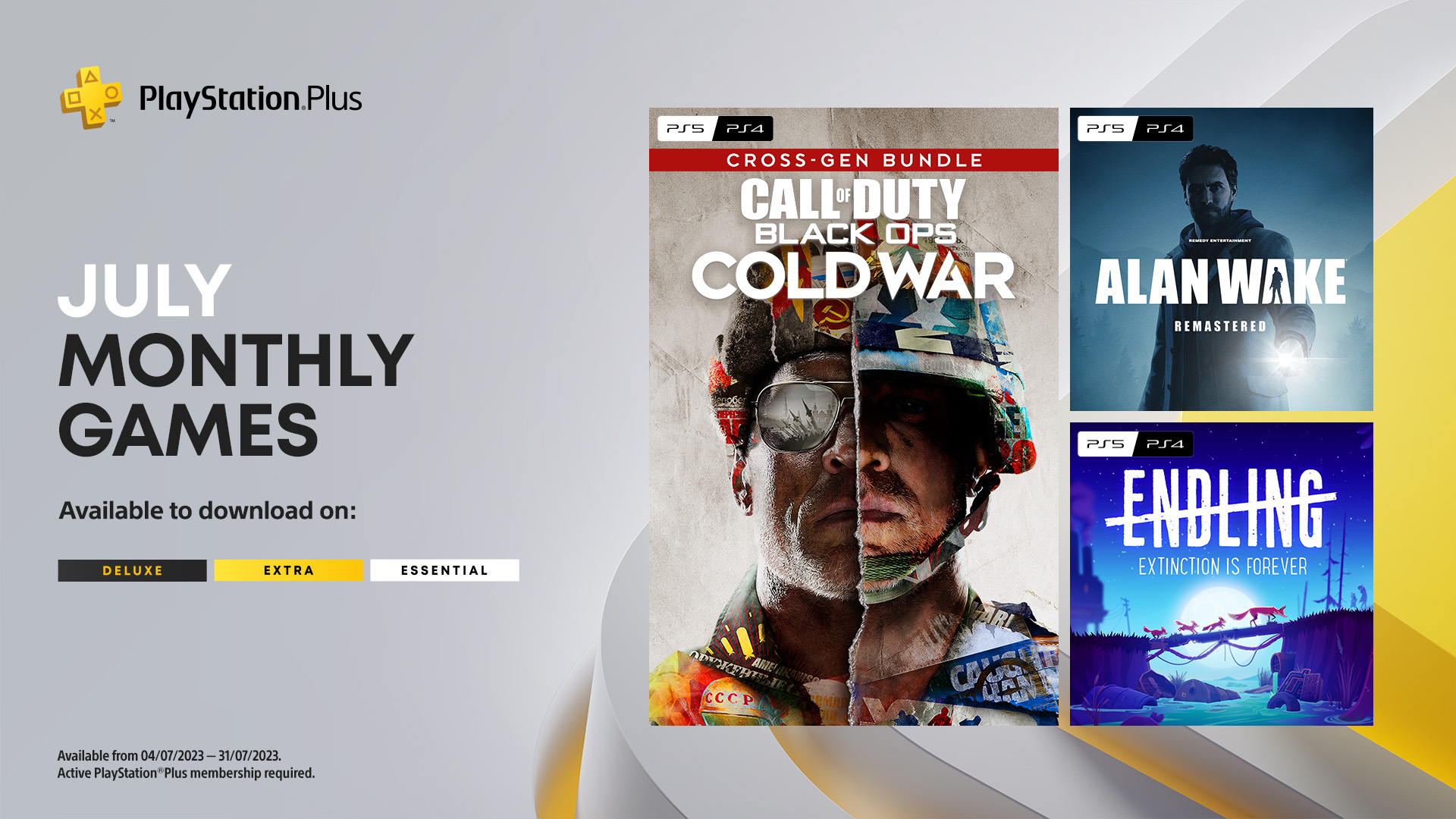 PlayStation Asia on X: The PlayStation Plus Monthly Games for July are: ➕  Call of Duty: Black Ops Cold War ➕ Alan Wake Remastered ➕ Endling -  Extinction is Forever Available to