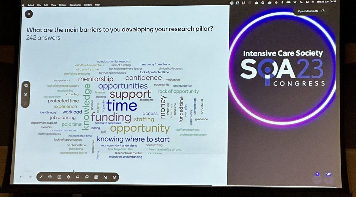 n=243 sharing their barriers to developing the research pillar. 
#SOA23