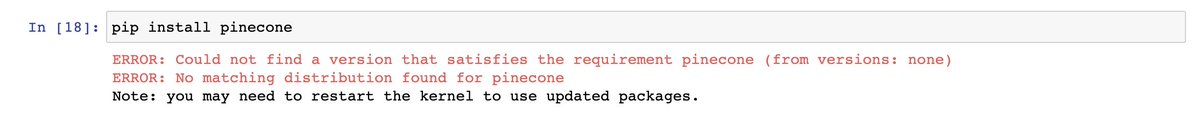 Is anyone facing an issue with pip install pinecone in Jupyter notebook? How do I fix this issue?  

#pinecone #langchain