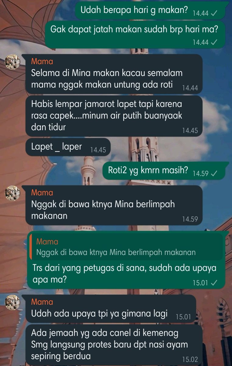 claudiakd90's tweet photo. Ibadah Haji itu Ibadah yang menguras fisik dan tenaga.
Kalau masalah penting Makan/Makanan sebagai sumber tenaga manusia tidak terpenuhi, bagaimana kondisi fisik para jamaah di sana Pak @YaqutCQoumas @jokowi @Kemenag_RI 
#jamaahhajiindonesia2023 #jamaahhajikelaparan https://t.co/AMGL01HqT7