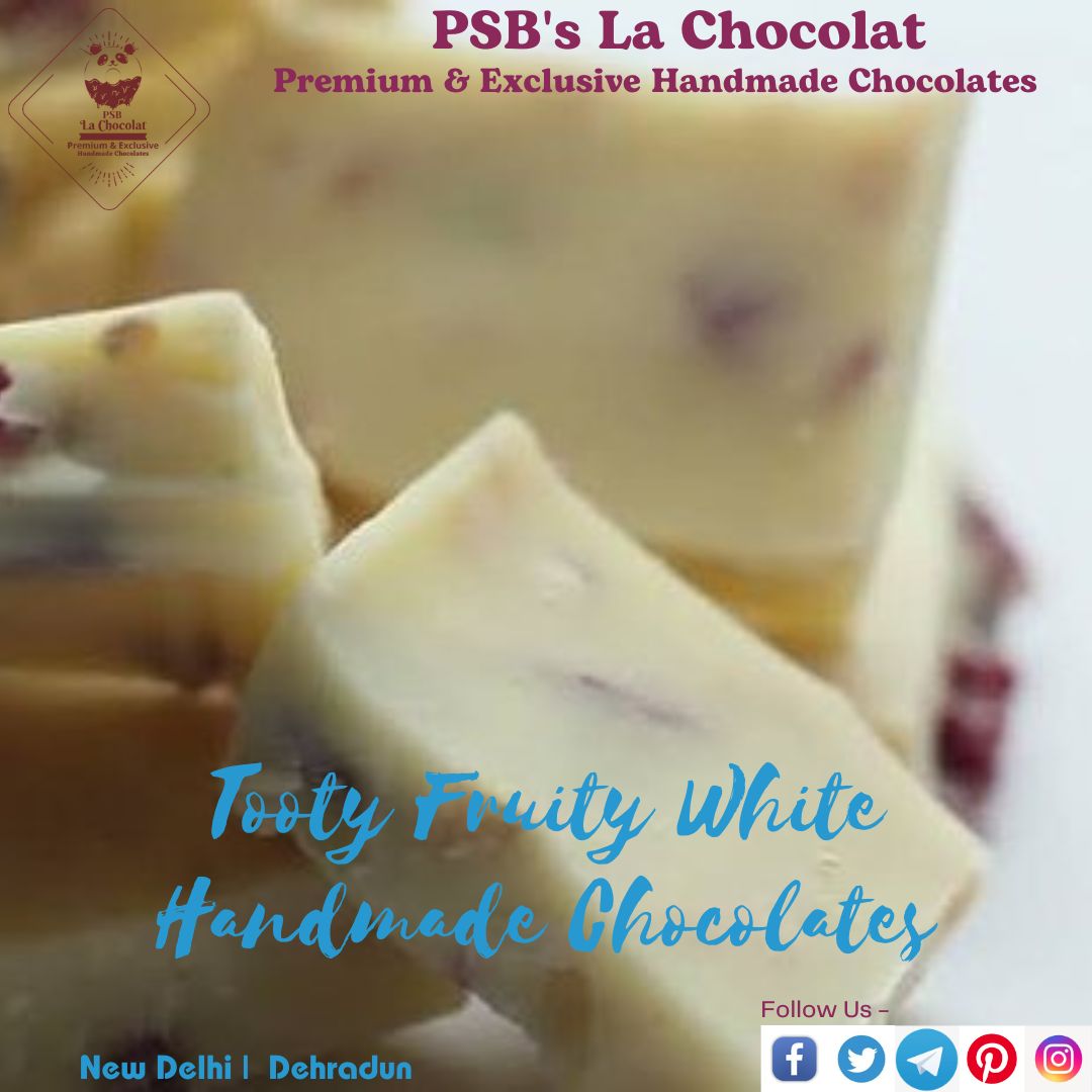 #tootyfruity #white #handmade #chocolates

#psblachocolat #premium #exclusive #delhi #dehradun #assorted #eatfresh #eatpure #fssai #buylocal #productofbharat