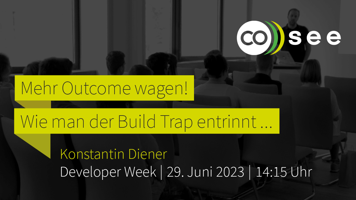 cosee GmbH (@coseeaner) on Twitter photo Output vs. Outcome. "Wie viel" vs. "Was".
Darüber, wie wichtig es ist, das dein Ziel für dein Produkt allen klar ist, damit der Outcome passt - darüber spricht <a href="/onkelkodi/">Konstantin Diener</a> heute auf der <a href="/developer_week/">Developer Week</a> in Nürnberg.
➡ 29.06.2023
➡ 14:15 - 15:15 Uhr
lnkd.in/ezBqCcm7 Output vs. Outcome. "Wie viel" vs. "Was".
Darüber, wie wichtig es ist, das dein Ziel für dein Produkt allen klar ist, damit der Outcome passt - darüber spricht <a href="/onkelkodi/">Konstantin Diener</a> heute auf der <a href="/developer_week/">Developer Week</a> in Nürnberg.
➡ 29.06.2023
➡ 14:15 - 15:15 Uhr
lnkd.in/ezBqCcm7