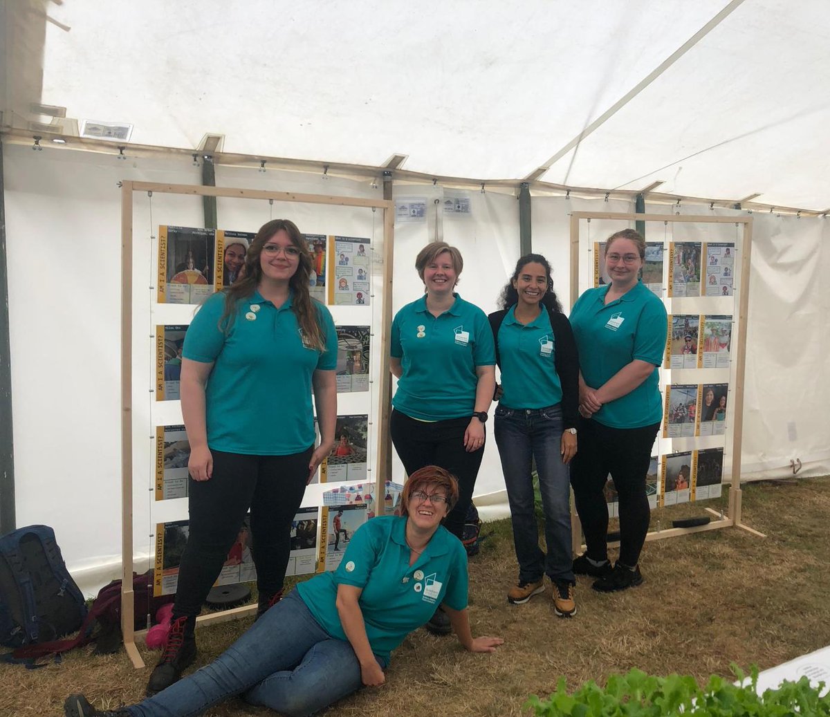 Some of <a href="/TheQuadram/">Quadram Institute</a>'s wonder women are with me today <a href="/norfolkshow/">Royal Norfolk Show</a>. I have <a href="/ma_webber/">Mark Webber</a>'s <a href="/HobbitSims/">Leanne Sims</a> &amp; <a href="/csjarvis_/">Caroline Jarvis ❤️🦠</a>, <a href="/LangridgeLab/">Langridge Lab</a>'s <a href="/NisbetAlice/">Alice Nisbet</a>, &amp; <a href="/MATTwGilmour/">Matt Gilmour</a>'s Ana Victoria are here &amp; ready to #outreach. Might be raining but not on our parade at the #STEMMVillage #womenofscience