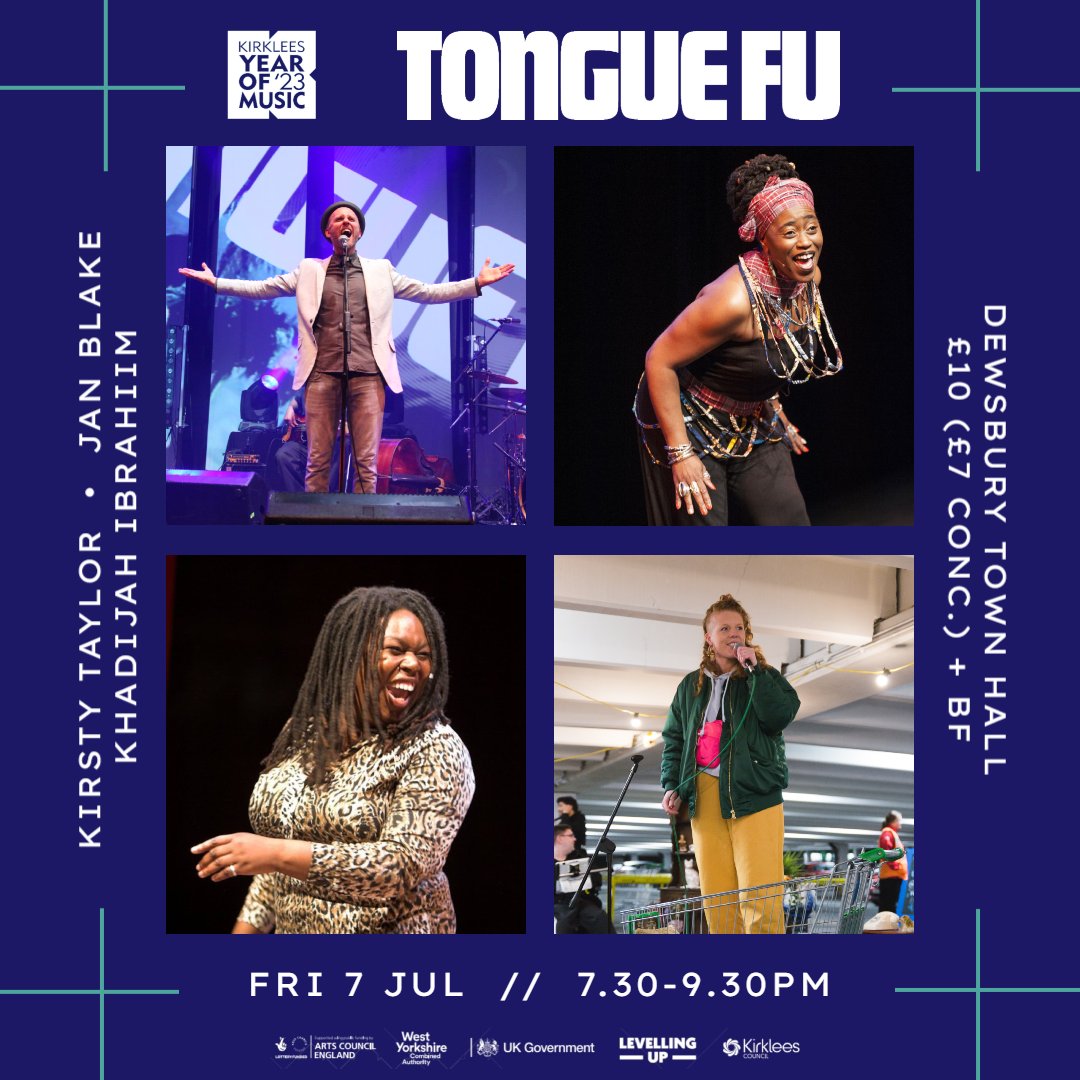 🎶 we're buzzing about the fact that <a href="/TongueFuShow/">Tongue Fu</a> is coming to West Yorkshire!!

don't miss this spectacular one-off show at Dewsbury Town Hall on Fri 7 Jul - with special guests Khadijah Ibrahiim, <a href="/kirstybratfud/">Kirsty Taylor</a>, and @janstoriesUK!

kirklees.gov.uk/beta/town-hall…