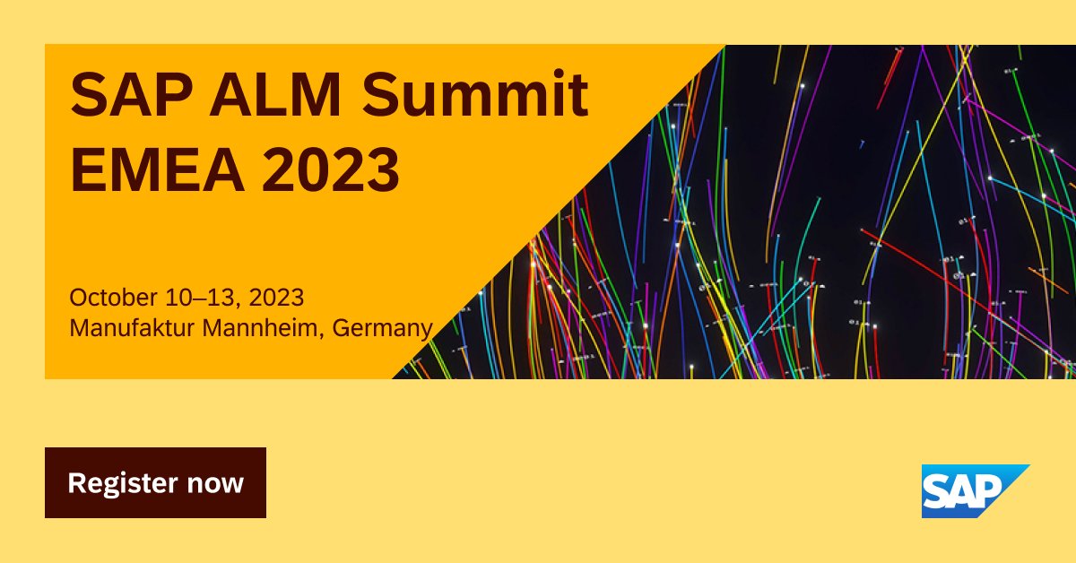 Early Bird ends on June 30! 

Catch the reduced ticket price for the SAP ALM Summit EMEA 2023 and bring your SAP Readiness Check results for discussion.

👉 Register here: imsap.co/6012PDd8A
▶️ Watch to learn more: imsap.co/6014PDd8C

#solman #cloudalm #focusedrun