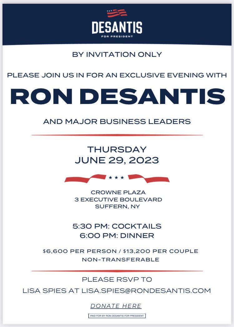 DeSantis will be in NY today for a fundraising event!
