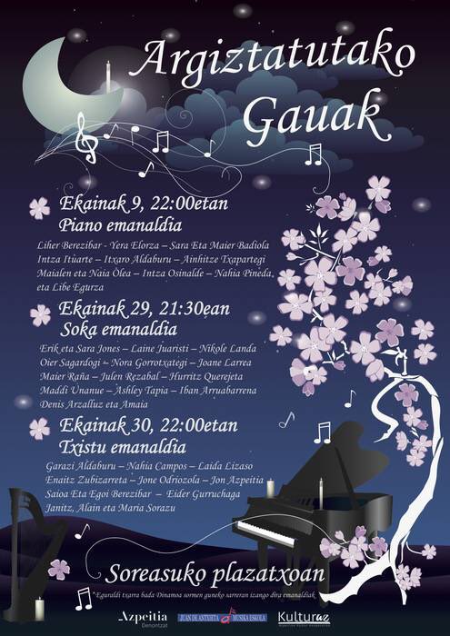 AzpeitikoUdala's tweet photo. Euri arriskua dela-eta gaurko ‘Argiztatutako gauak’-eko kontzertua Dinamoko sarreran, beheko solairuan, egingo da 21:30etik aurrera #Azpeitia #Denontzat https://t.co/wqnLFKHzHk