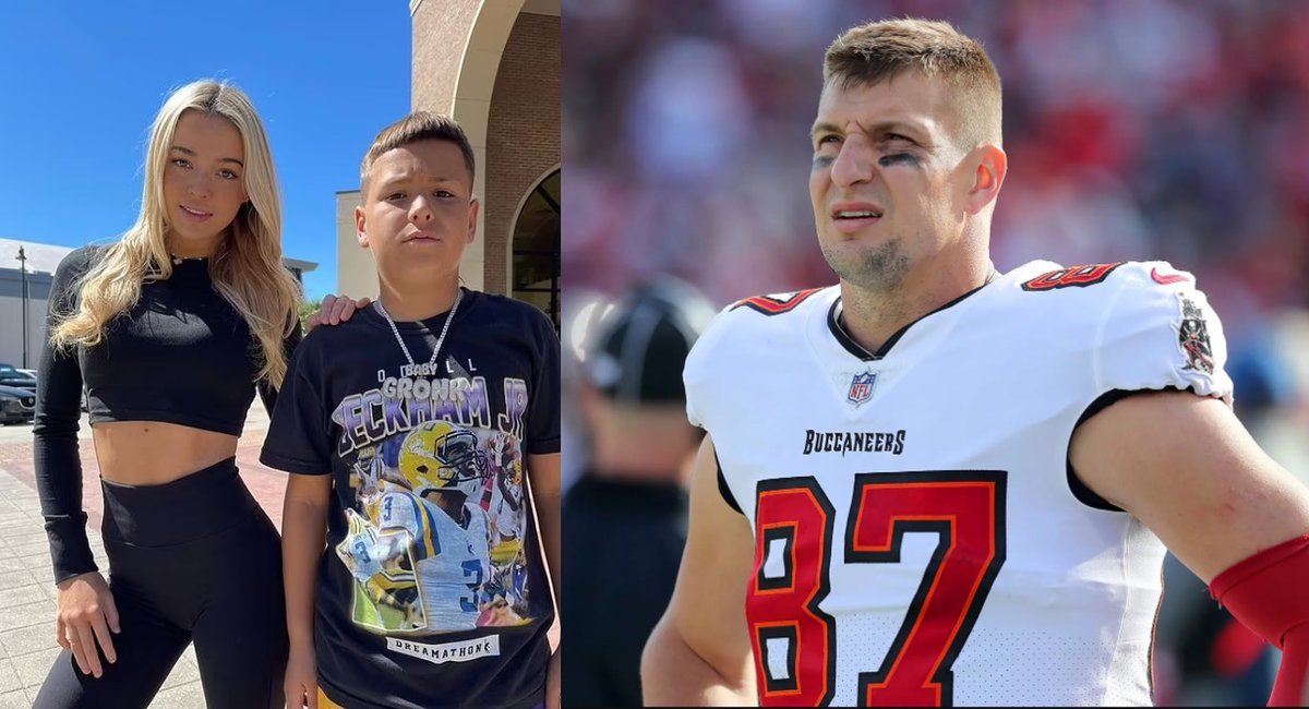 NFL_DovKleiman's tweet photo. Update: NFL legend Rob Gronkowski says Baby Gronk's father has gone ‘Too Far’ and he's going to cease and desist him.

Rob adds the dad already hit him up "500 Times."

“We’re gonna cease and desist Baby Gronk’s dad,”

“Yeah, it’s to a point where it’s awkward. It’s too far,” Gronkowski told Barstool Sports, “Four weeks ago, my brother told me, ‘Yo, have you seen Baby Gronk?’ ‘Did I see him? ‘ I go. ‘His dad hit me up 500 times already.’ He goes, ‘Don’t do anything.’ The dad is so annoying."

(via @nypostsports)