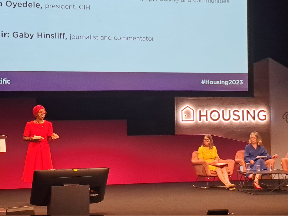 Great to end #Housing2023 with a keynote from our @CIHhousing president @LaraOyedele 

'Conduct yourself with compassion, kindness & respect. Be an ally. Use your power positively.'