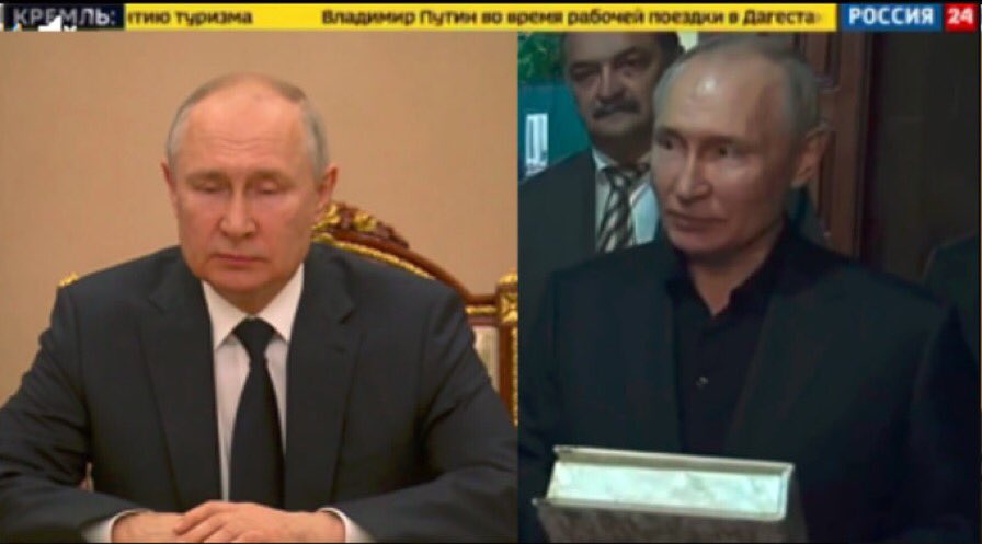 Putin in Moscow vs Putin in Dagestan (10 hours later)