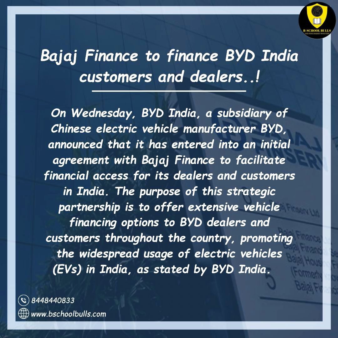 'BYD India Accelerates Electric Vehicle Adoption in India with Bajaj Finance Partnership'

#EVFinanceIndia #BYDxBajaj #GreenMobilityIndia #ElectricVehicleRevolution #SustainableTransportation #BYDIndiaFinance #BajajPartnership #CleanEnergyIndia #EVFinancingOptions