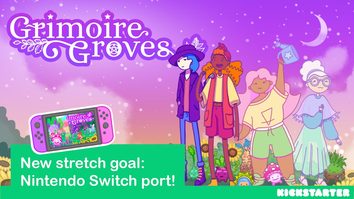 LET'S GET GRIMOIRE GROVES ON NINTENDO SWITCH!!✨💪

We know that y'all are looking forward to the #NintendoSwitch stretch goal! 💜

We can tell you, we are just as excited to get the game on the Switch as you are!

Find out how you can help us⬇️
 (🧵1/2)