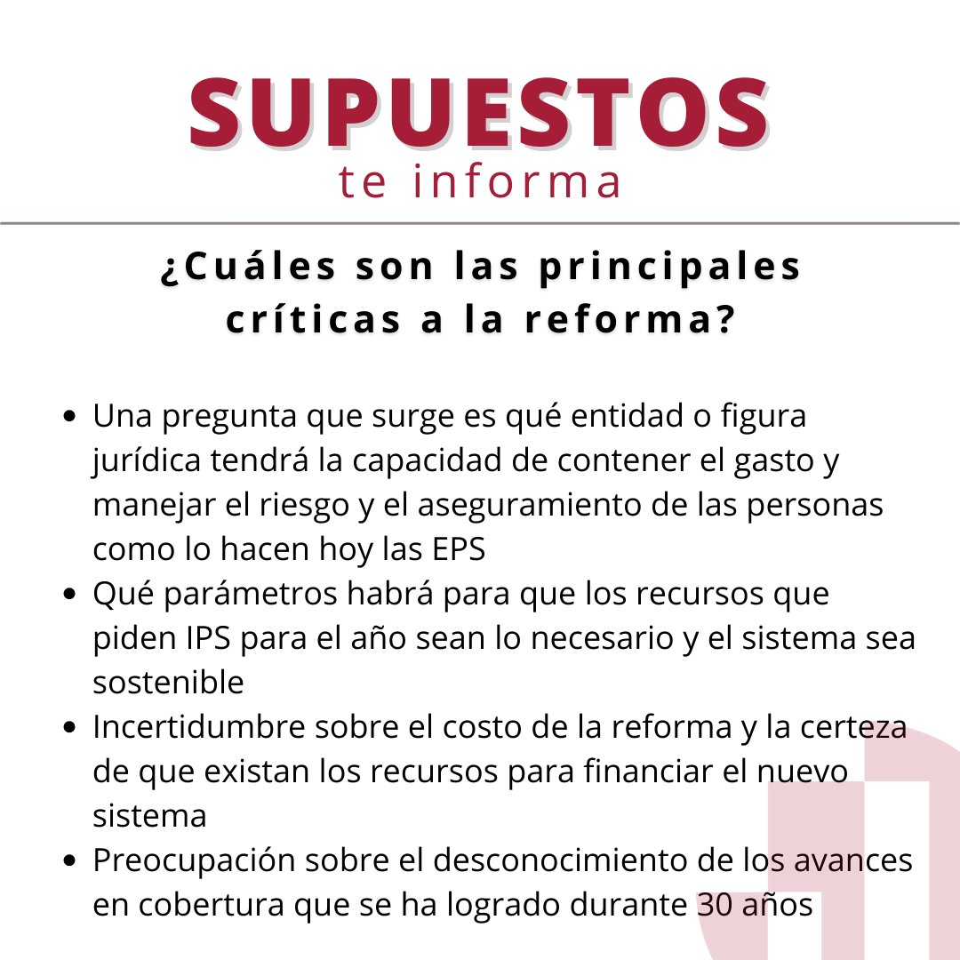 RevSupuestos's tweet photo. ¿Cuáles son las principales críticas a la Reforma a la Salud? #SupuestosTeInforma https://t.co/3VLBXJaqI8
