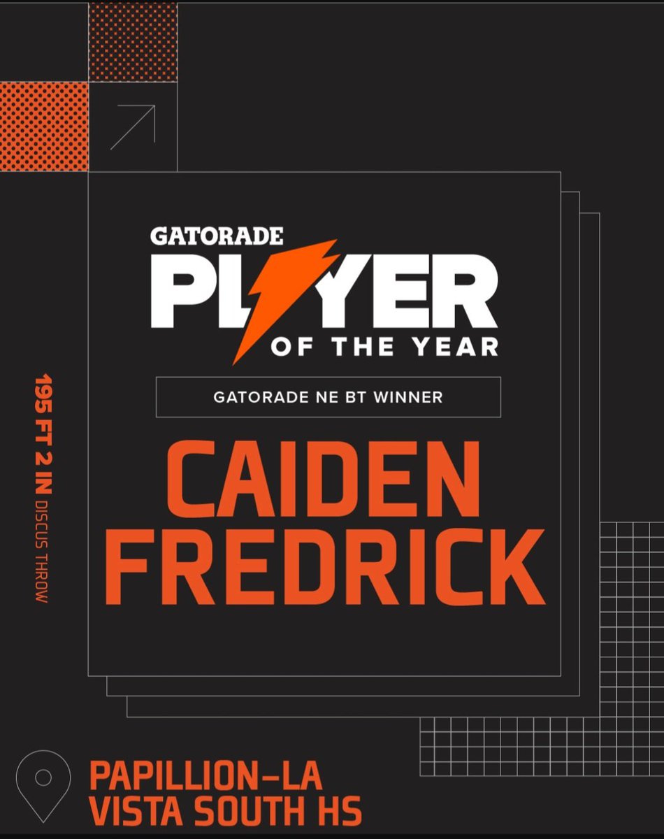 papiosouth's tweet photo. A big congratulations to @CaidenFredrick for winning Nebraska's @Gatorade Athlete of The Year award for Track &amp; Field!  So well deserved to a fantastic student, athlete, teammate and person.  We are all very proud of Caiden!! https://t.co/VDOUFAVwD6