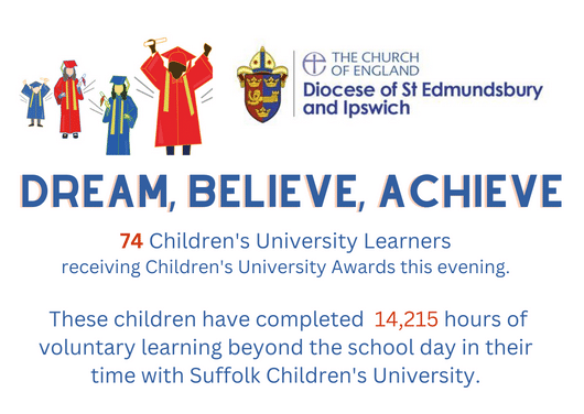 I'm heading off to #ThoringtonTheatre today, a spectacular graduation venue.  Children from schools in Eyke, Ringsfield, Bramfield &amp; Brampton will be joined by their proud families, teachers and a very proud Children's University Manager too.  Just look at what they've achieved.