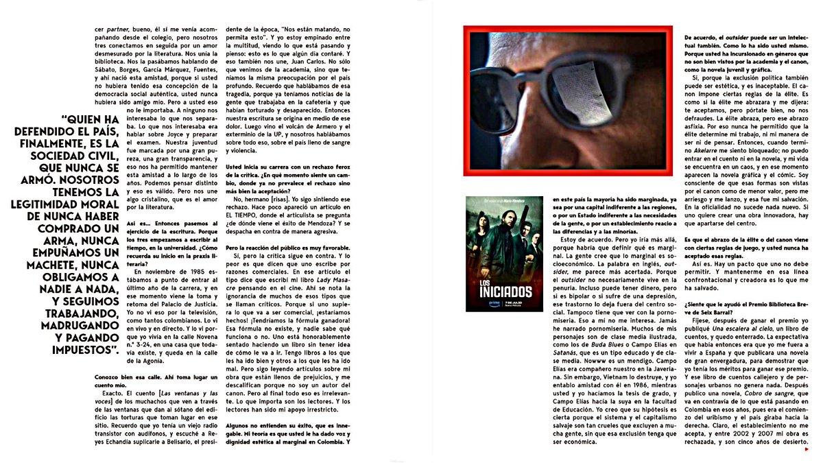 JuanCarBotero's tweet photo. Esta es la entrevista completa que le hice a Mario Mendoza y que publicó la @RevistaBOCAS https://t.co/6dpjIyuQEP