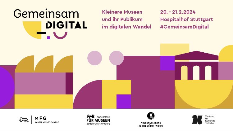 #SaveTheDate für unsere Tagung: #GemeinsamDigital - Kleinere Museen und ihr Publikum im digitalen Wandel am 20. und 21.2.2024 im Hospitalhof Stuttgart Mehr Infos: gemeinsamdigital.mfg.de Mit: Landesstelle für Museen | Museumsverband BW | @ZfKT_BW #digsmus #digitalekultur