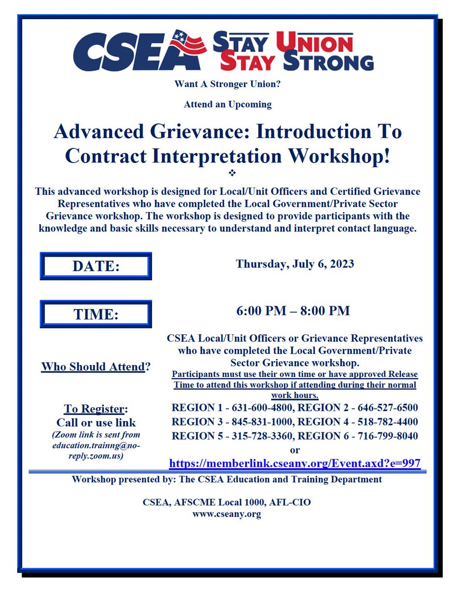 Did you know that we offer online training workshops every month? Check out just a few of the July sessions offered and visit the CSEA Education and Training Page to sign up! 

You can also call our office to register at 716-691-6555

cseany.org/education-trai…