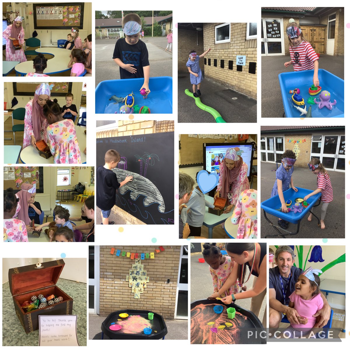 meadowbanksch's tweet photo. #MbBluebellclass went on a treasure hunt on Meadowbank Island today. We worked together to sort diamonds, walk the plank, and find the missing golden jewels! Captain Bluebeard left us some of his chocolate treasure to thank us for our hard work! #Pirates #treasurehunt #fun https://t.co/GQAGgAVehW